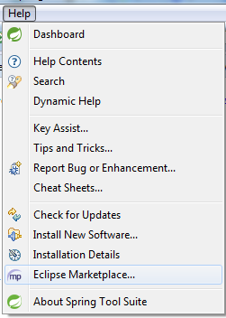 Eclipse MArketplace w menu Help
