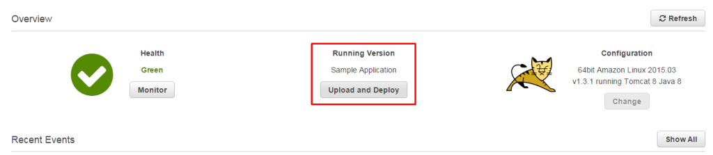 Na dashboardzie wybieramy opcję 'Upload and deploy'